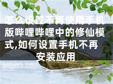 怎么设置不再使用手机版哔哩哔哩中的修仙模式,如何设置手机不再安装应用