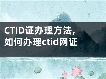 CTID证办理方法,如何办理ctid网证