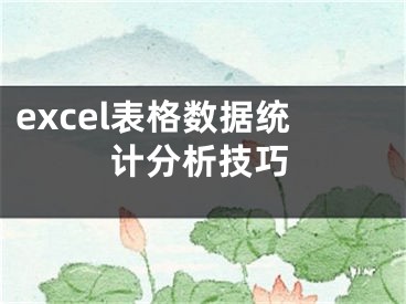 excel表格数据统计分析技巧