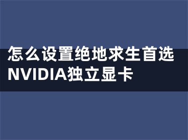 怎么设置绝地求生首选NVIDIA独立显卡