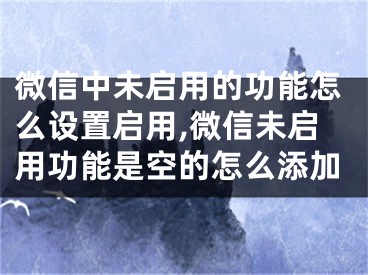 微信中未启用的功能怎么设置启用,微信未启用功能是空的怎么添加