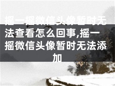 摇一摇微信头像暂时无法查看怎么回事,摇一摇微信头像暂时无法添加