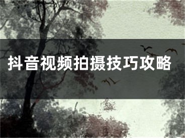 抖音视频拍摄技巧攻略