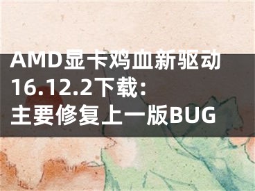 AMD显卡鸡血新驱动16.12.2下载:主要修复上一版BUG