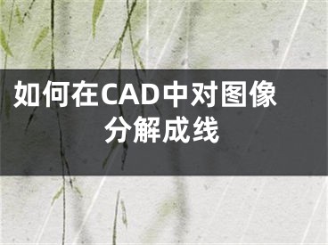 如何在CAD中对图像分解成线