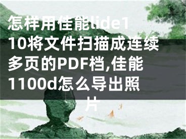 怎样用佳能lide110将文件扫描成连续多页的PDF档,佳能1100d怎么导出照片