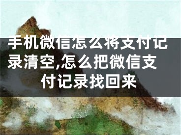 手机微信怎么将支付记录清空,怎么把微信支付记录找回来