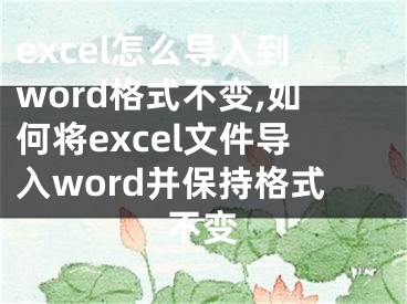 excel怎么导入到word格式不变,如何将excel文件导入word并保持格式不变