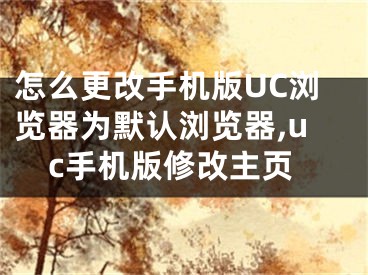 怎么更改手机版UC浏览器为默认浏览器,uc手机版修改主页