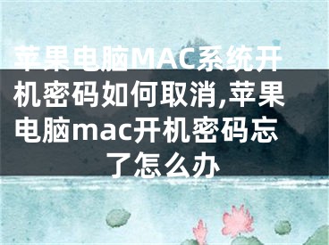 苹果电脑MAC系统开机密码如何取消,苹果电脑mac开机密码忘了怎么办