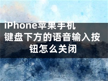 iPhone苹果手机键盘下方的语音输入按钮怎么关闭