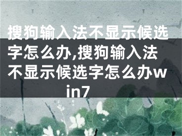 搜狗输入法不显示候选字怎么办,搜狗输入法不显示候选字怎么办win7