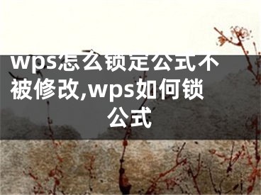 wps怎么锁定公式不被修改,wps如何锁公式