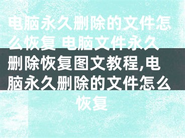 电脑永久删除的文件怎么恢复 电脑文件永久删除恢复图文教程,电脑永久删除的文件怎么恢复