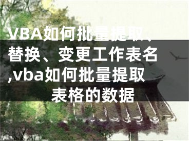 VBA如何批量提取、替换、变更工作表名 ,vba如何批量提取表格的数据