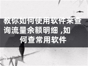 教你如何使用软件来查询流量余额明细 ,如何查常用软件