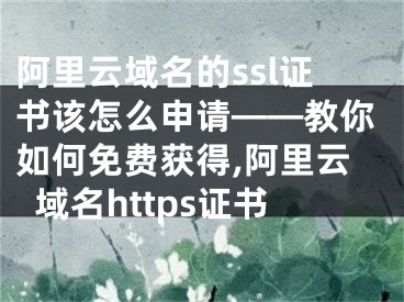 阿里云域名的ssl证书该怎么申请——教你如何免费获得,阿里云域名https证书