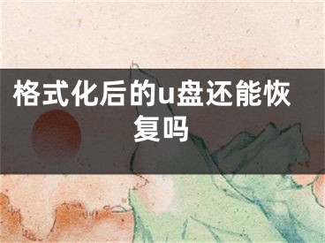 格式化后的u盘还能恢复吗