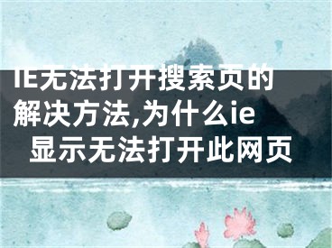 IE无法打开搜索页的解决方法,为什么ie显示无法打开此网页