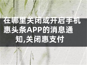 在哪里关闭或开启手机惠头条APP的消息通知,关闭惠支付