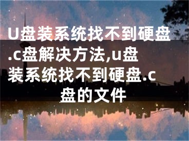 U盘装系统找不到硬盘.c盘解决方法,u盘装系统找不到硬盘.c盘的文件