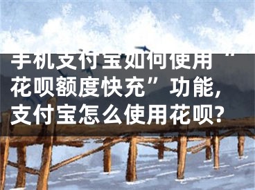 手机支付宝如何使用“花呗额度快充”功能,支付宝怎么使用花呗?