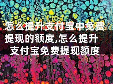 怎么提升支付宝中免费提现的额度,怎么提升支付宝免费提现额度