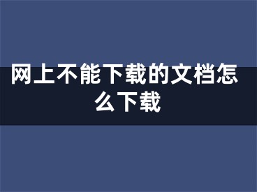 网上不能下载的文档怎么下载