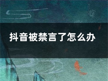 抖音被禁言了怎么办