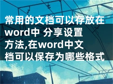常用的文档可以存放在word中 分享设置方法,在word中文档可以保存为哪些格式