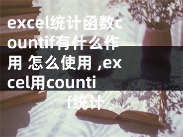 excel统计函数countif有什么作用 怎么使用 ,excel用countif统计