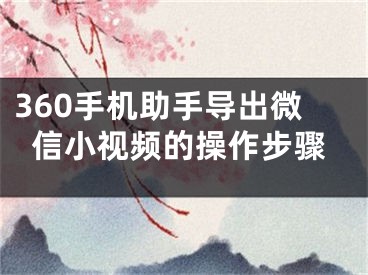 360手机助手导出微信小视频的操作步骤