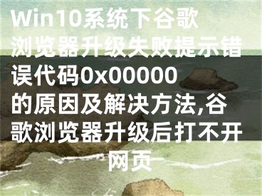 Win10系统下谷歌浏览器升级失败提示错误代码0x00000的原因及解决方法,谷歌浏览器升级后打不开网页