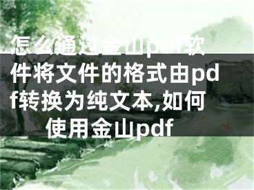 怎么通过金山pdf软件将文件的格式由pdf转换为纯文本,如何使用金山pdf