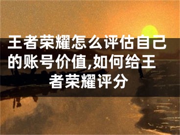 王者荣耀怎么评估自己的账号价值,如何给王者荣耀评分