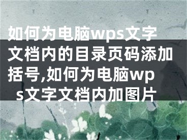 如何为电脑wps文字文档内的目录页码添加括号,如何为电脑wps文字文档内加图片