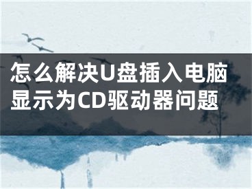 怎么解决U盘插入电脑显示为CD驱动器问题
