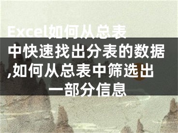 Excel如何从总表中快速找出分表的数据,如何从总表中筛选出一部分信息