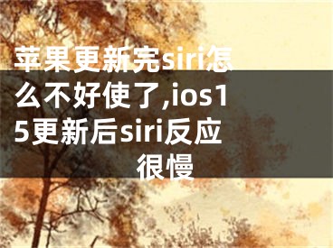 苹果更新完siri怎么不好使了,ios15更新后siri反应很慢