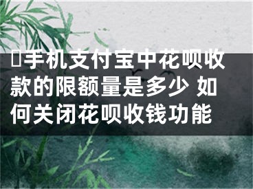 ​手机支付宝中花呗收款的限额量是多少 如何关闭花呗收钱功能 