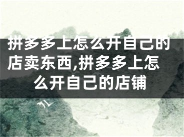 拼多多上怎么开自己的店卖东西,拼多多上怎么开自己的店铺