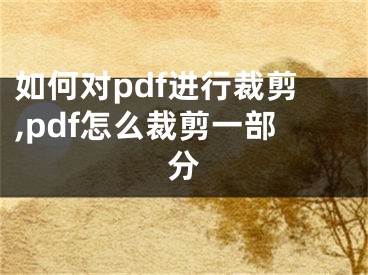 如何对pdf进行裁剪,pdf怎么裁剪一部分