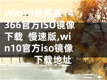Win10预览版14366官方ISO镜像下载  慢速版,win10官方iso镜像下载地址