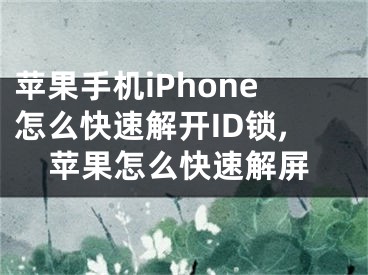 苹果手机iPhone怎么快速解开ID锁,苹果怎么快速解屏