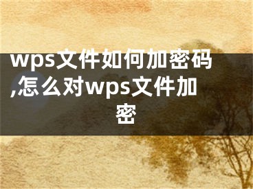 wps文件如何加密码,怎么对wps文件加密