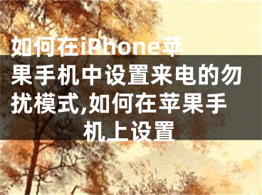 如何在iPhone苹果手机中设置来电的勿扰模式,如何在苹果手机上设置