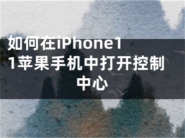 如何在iPhone11苹果手机中打开控制中心