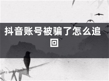 抖音账号被骗了怎么追回