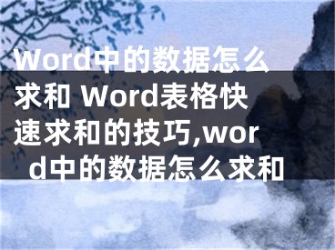 Word中的数据怎么求和 Word表格快速求和的技巧,word中的数据怎么求和