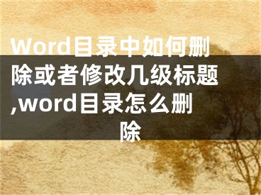 Word目录中如何删除或者修改几级标题 ,word目录怎么删除